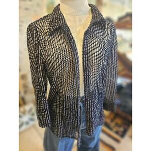 Velvet Dark Blue Embellished Button Up Size Small